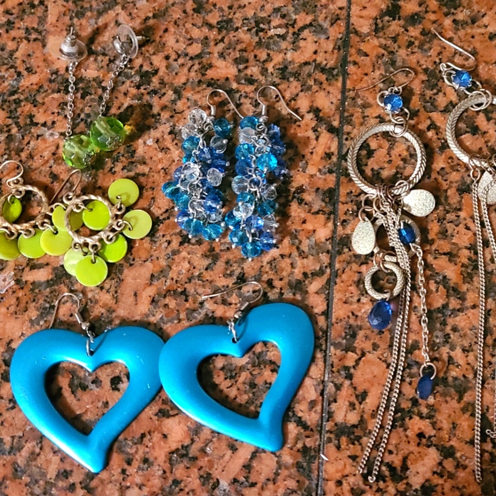 5-Pairs Blue and Green Earrings